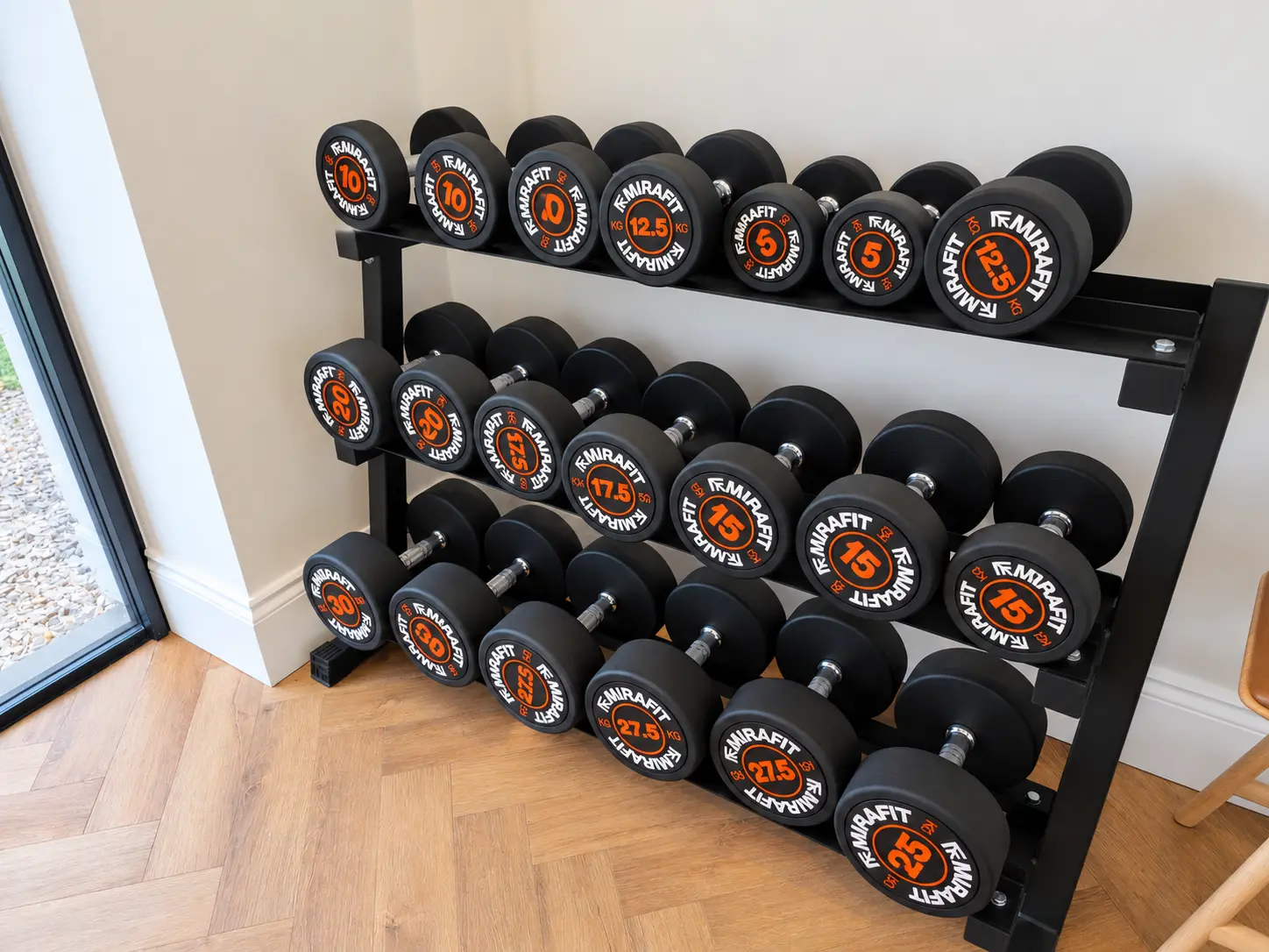 Rack of dumbbells from 5kg to 30kg